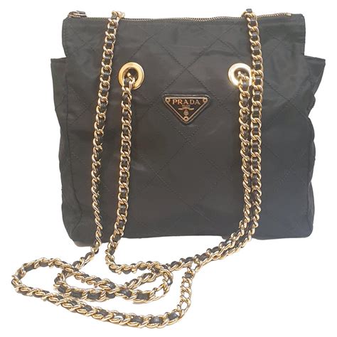 prada black bag with chain